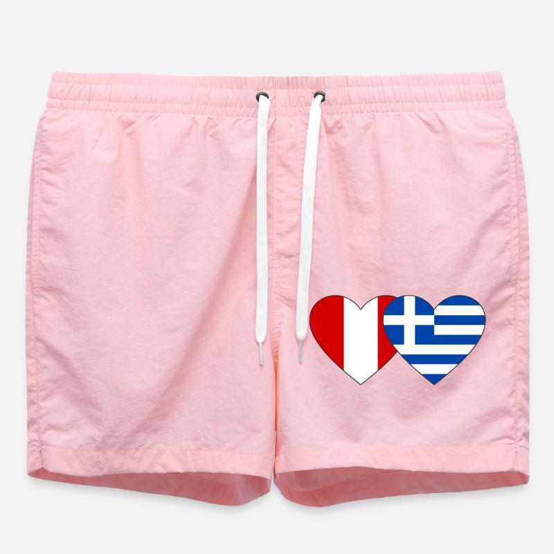 Pérou Grèce Drapeau du cœur - Short de bain - rose