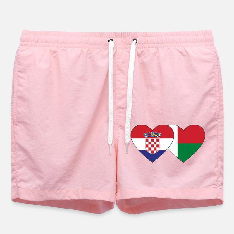 Croatie Madagascar drapeau coeur - Short de bain - rose