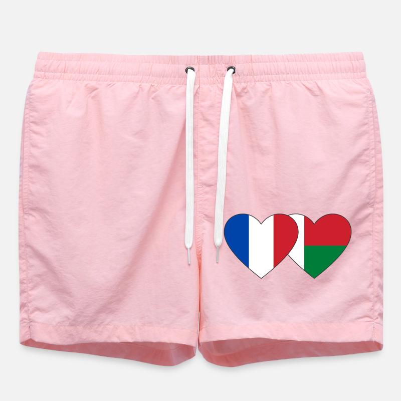 France Madagascar drapeau coeur - Short de bain - rose