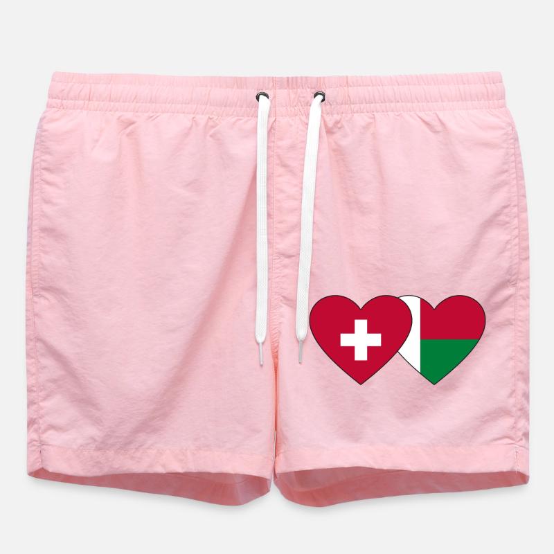Suisse Madagascar Flag Heart - Short de bain - rose