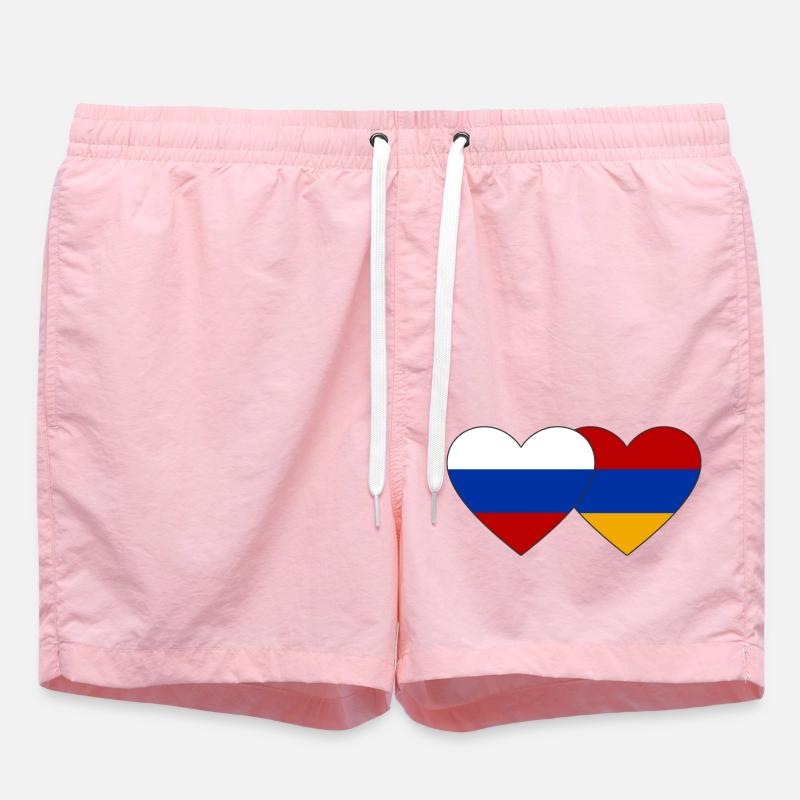 Russie Arménie drapeau coeur - Short de bain - rose