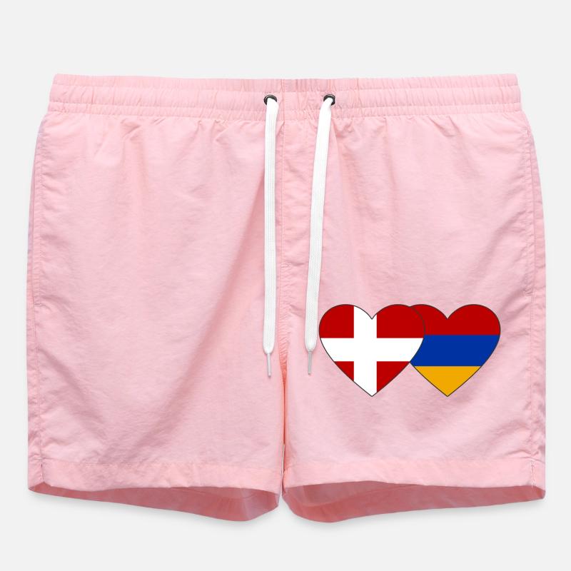 Danemark Arménie Flag Coeur - Short de bain - rose