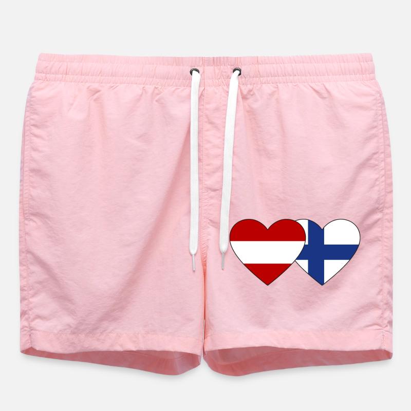 Autriche Finlande Drapeau Coeur - Short de bain - rose