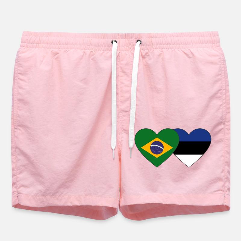 Brésil Estonie Drapeau Coeur - Short de bain - rose