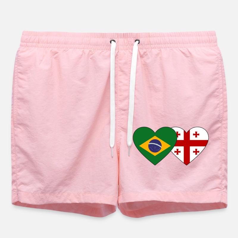 Brésil Géorgie Drapeau Coeur - Short de bain - rose