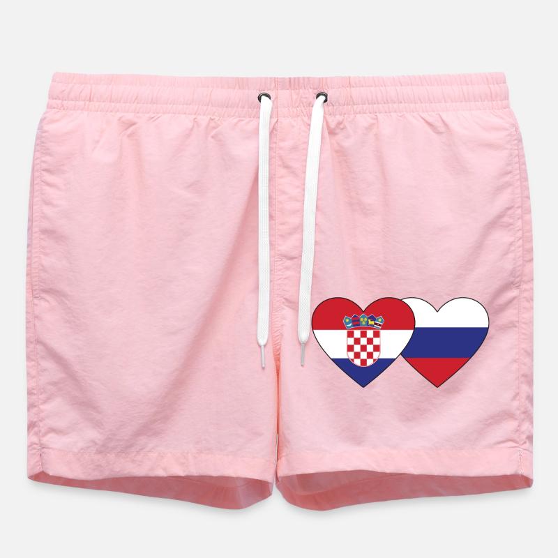 Croatie Russie drapeau coeur - Short de bain - rose