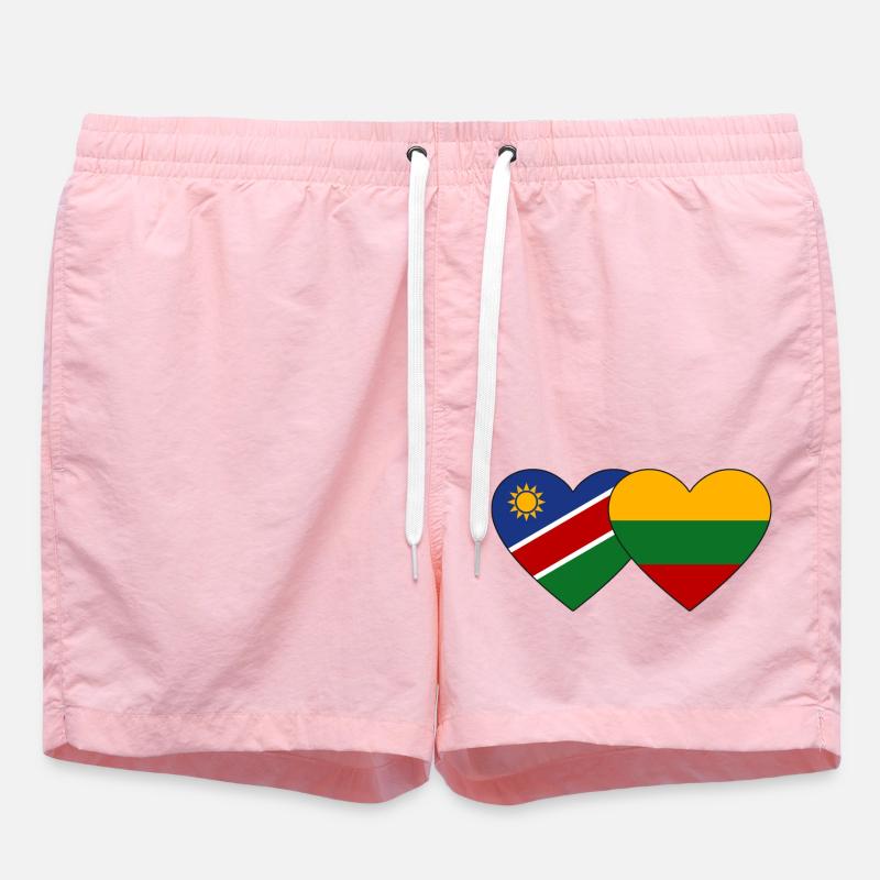 Namibia Litauen Flagge Herz - Badeshorts - Pink