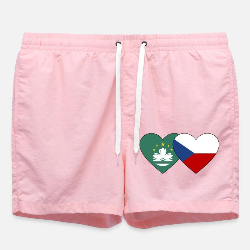 Macao République tchèque Flag Heart - Short de bain - rose