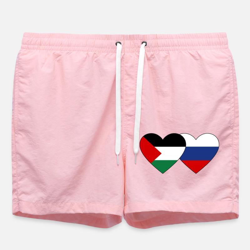Palestine Russie drapeau coeur - Short de bain - rose