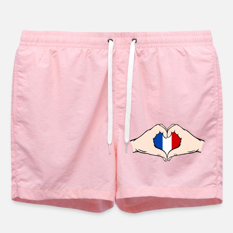 Frankreich Herzform mit Hände - Badeshorts - Pink