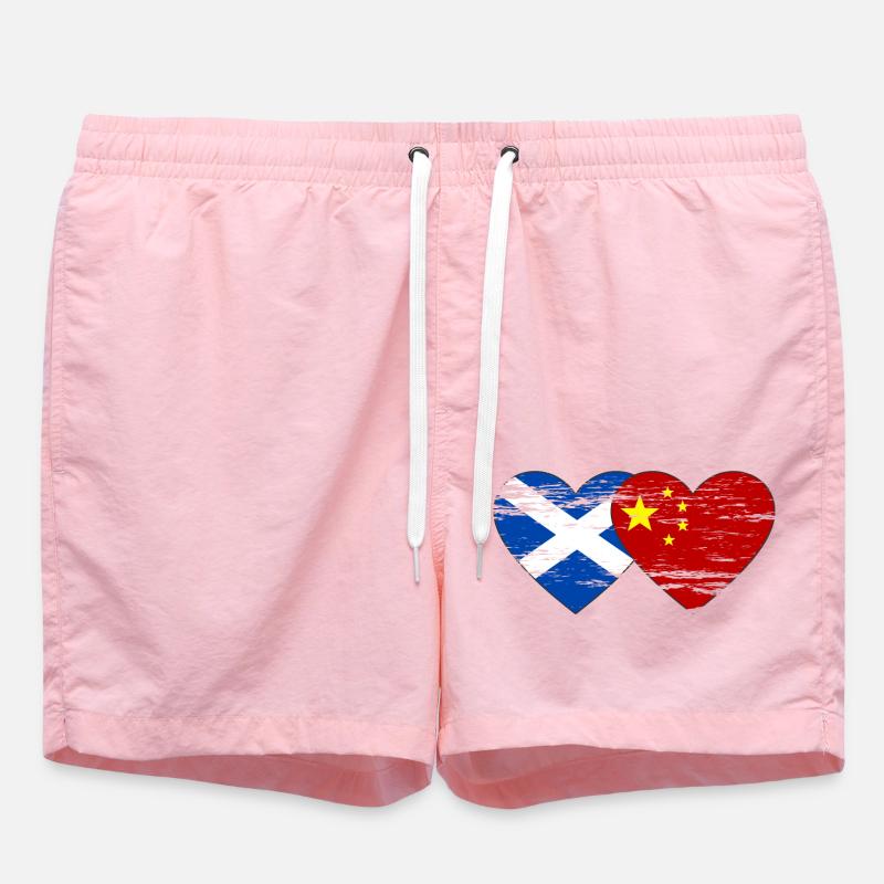 Ecosse Chine drapeau coeur utilisé - Short de bain - rose
