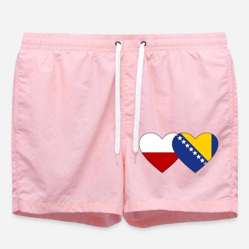 Pologne Bosnie Drapeau Coeur - Short de bain - rose