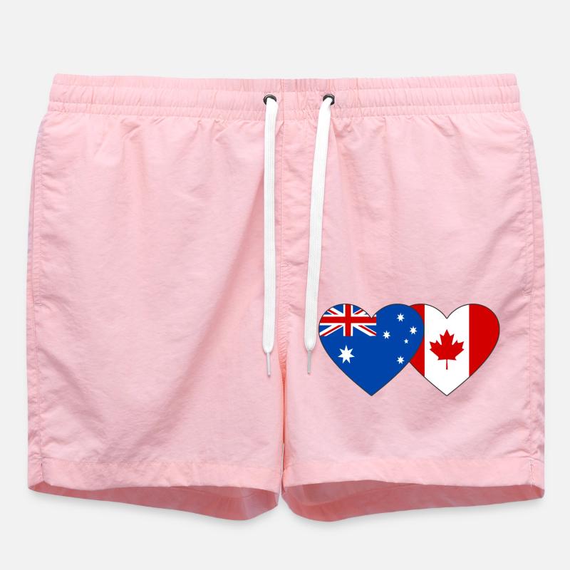 Australie Canada drapeau coeur - Short de bain - rose