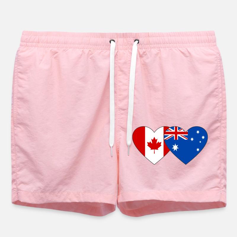 Canada Australia Flag Heart - Swim Trunks - pink