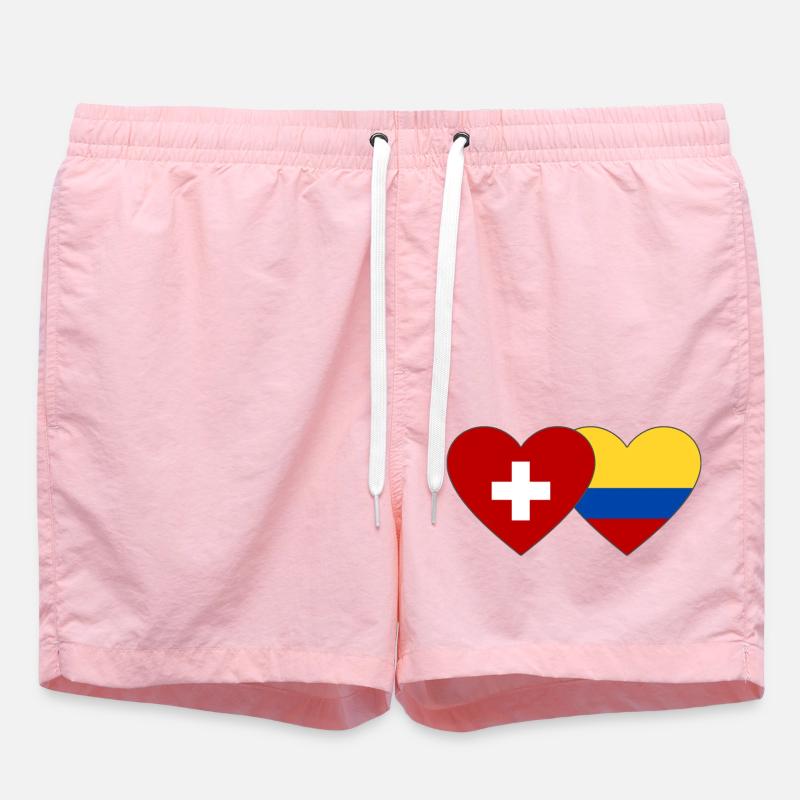 Suisse Colombie Drapeau Coeur - Short de bain - rose