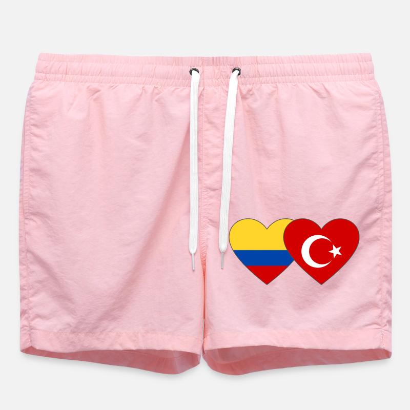 Colombie Turquie Drapeau Coeur - Short de bain - rose
