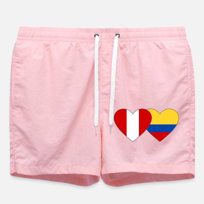 Pérou Colombie Drapeau Coeur - Short de bain - rose
