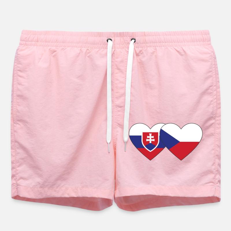 Slowakei Tschechien Flagge Herz - Badeshorts - Pink