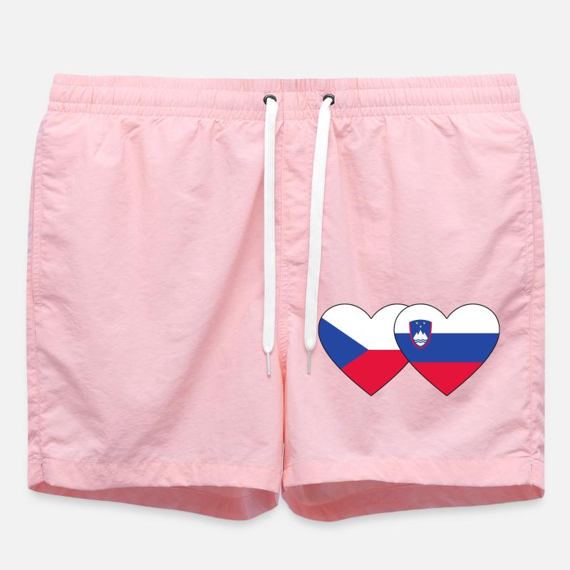 République tchèque Slovénie Drapeau Coeur - Short de bain - rose