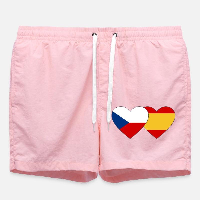 République tchèque Espagne Drapeau Coeur - Short de bain - rose