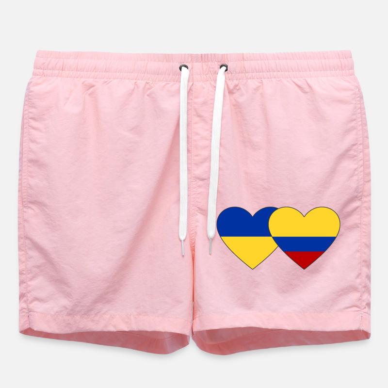 Ukraine Colombie Drapeau Coeur - Short de bain - rose