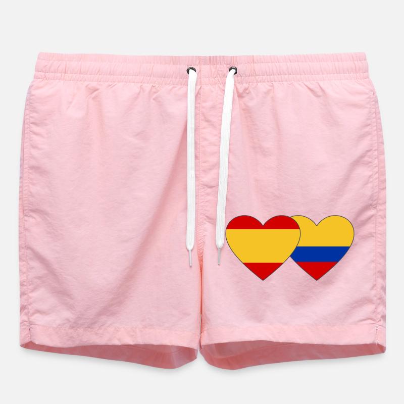 Espagne Colombie Drapeau Coeur - Short de bain - rose