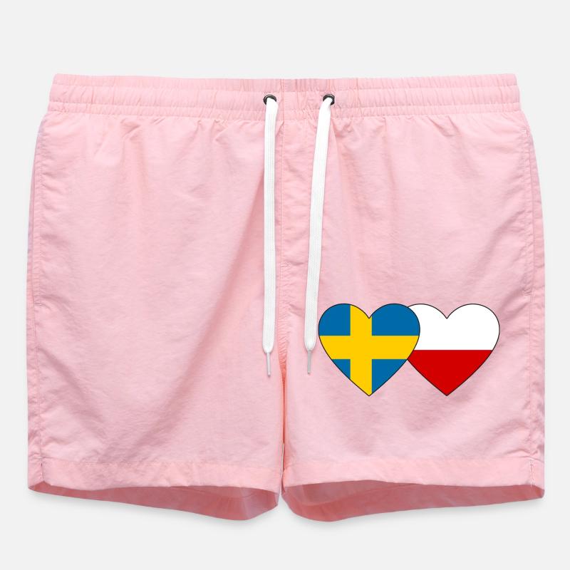 Suède Pologne Drapeau Coeur - Short de bain - rose