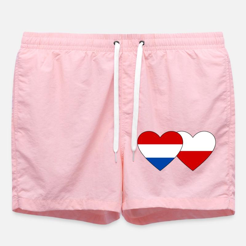 Hollande Pologne Drapeau Coeur - Short de bain - rose