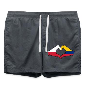 Pologne Colombie Drapeau Mains Coeur Forme - Short de bain -  - Devant