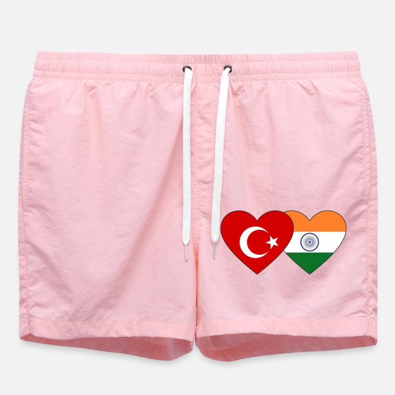 Turquie Inde Drapeau Coeur - Short de bain - rose