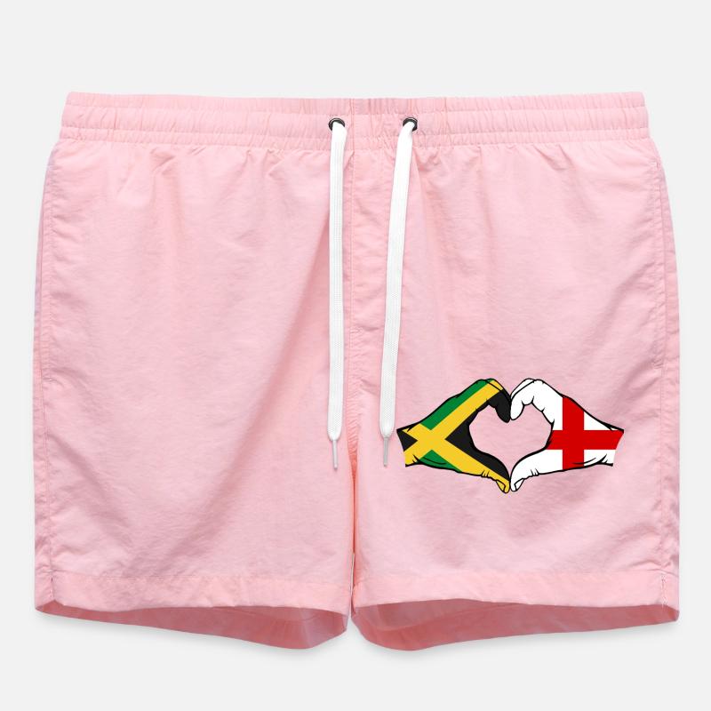 Jamaica England Hands Heart Shape - Swim Trunks - pink