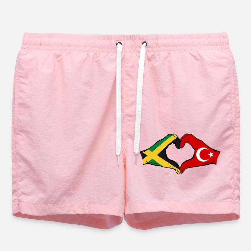 Jamaica Turkey Hands Heart Shape - Swim Trunks - pink