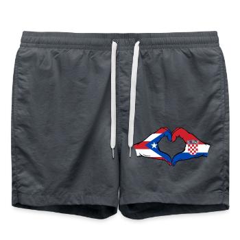 Porto Rico Croatie Drapeau Mains Coeur Forme - Short de bain -  - Devant