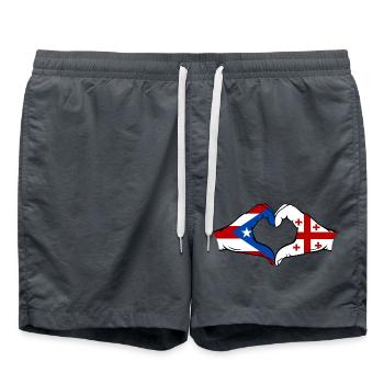 Porto Rico Géorgie Drapeau Mains Coeur Forme - Short de bain -  - Devant