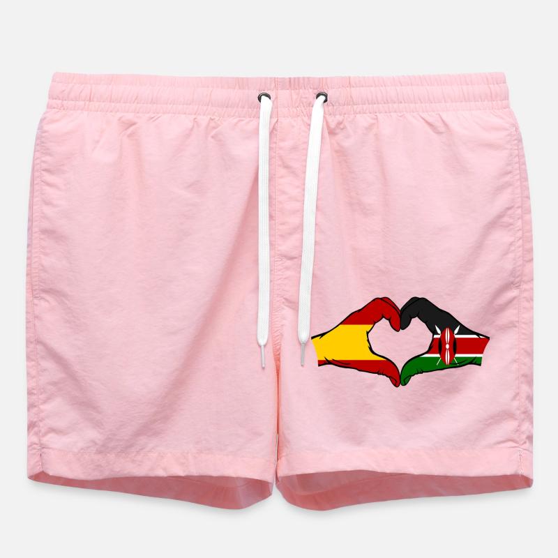 Espagne Kenya Drapeau Mains Coeur - Short de bain - rose