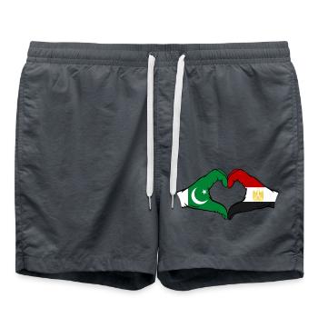 Pakistan Égypte Drapeau Mains Coeur Forme - Short de bain -  - Devant