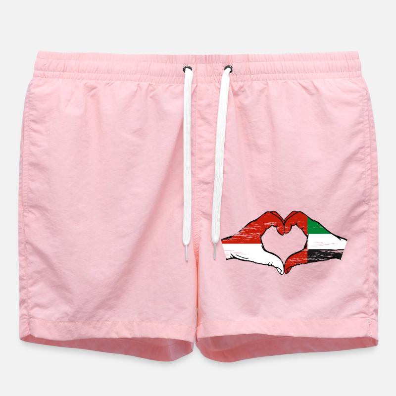 Monaco United Arab Emirates Flag - Swim Trunks - pink