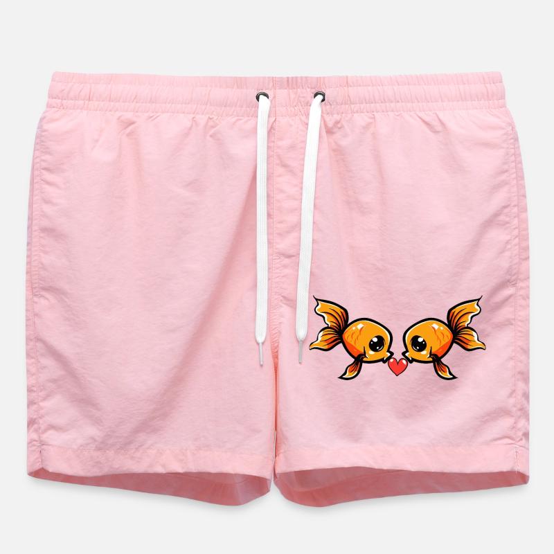 Poisson rouge Couple Poisson Saint-Valentin - Short de bain - rose