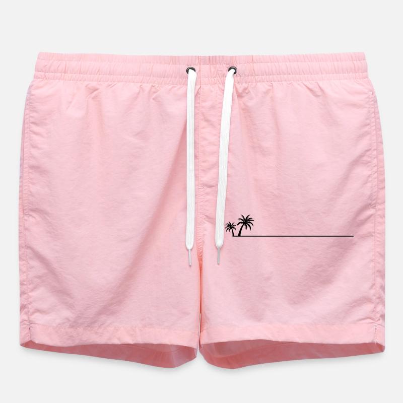 Palm tree line icon - Swim Trunks - pink