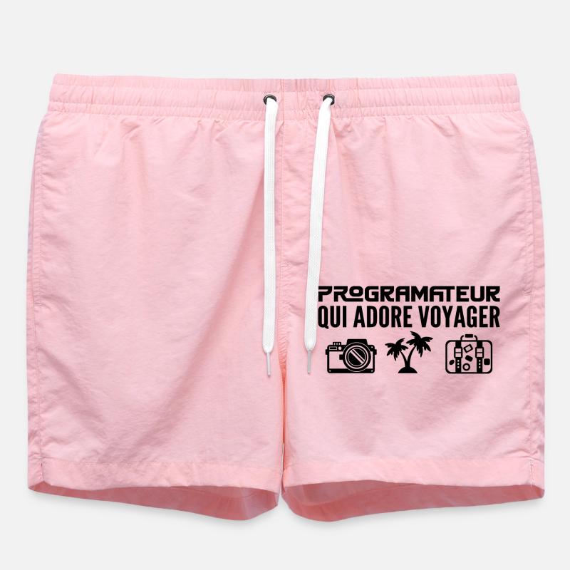 Travelers & Programmers: Passion & Discovery - Swim Trunks - pink