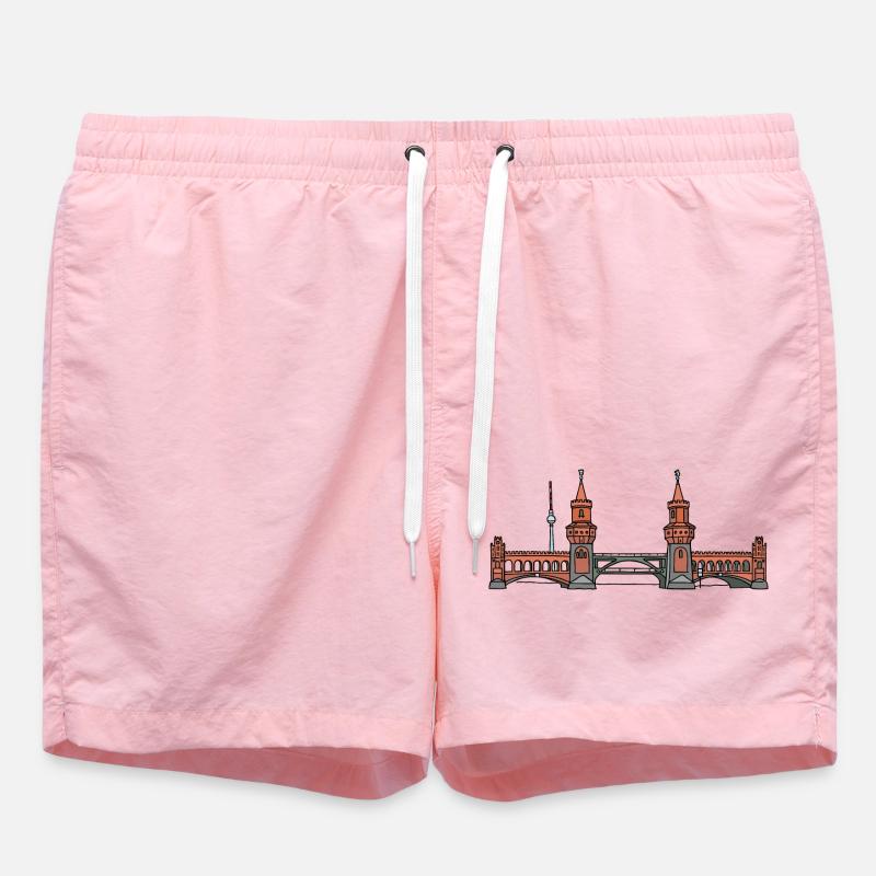Oberbaum Bridge BERLIN c - Swim Trunks - pink