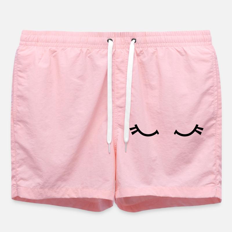 sleepy eyes with cute eyelashes - Swim Trunks - pink