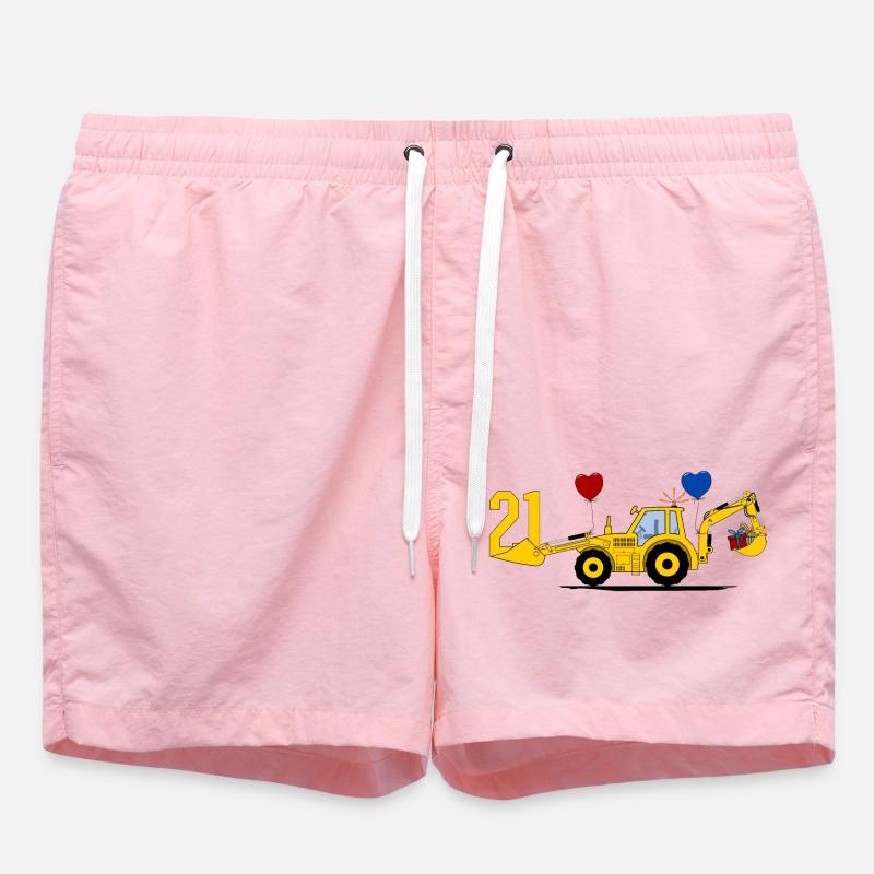 21e anniversaire Tracteur excavatrice - Short de bain - rose