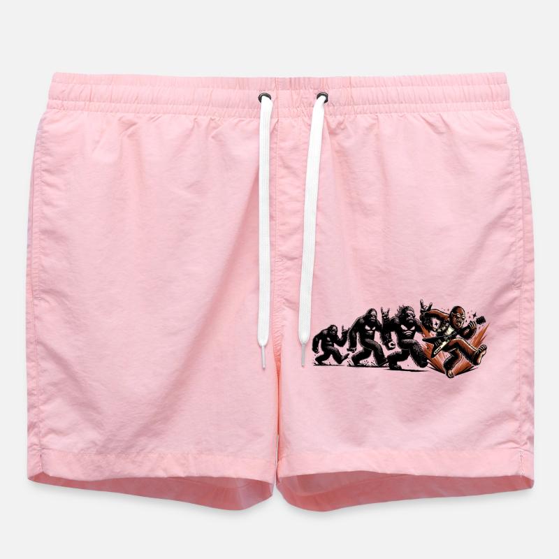 Bigfoot Guitarist Evolution Walk - Swim Trunks - pink