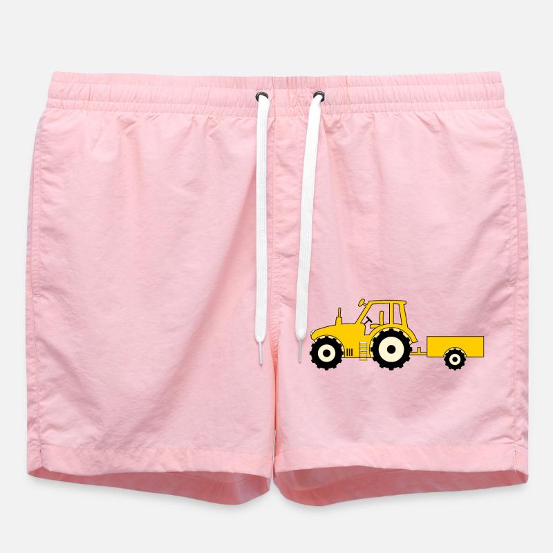 Tracteur avec remorque jaune - Short de bain - rose