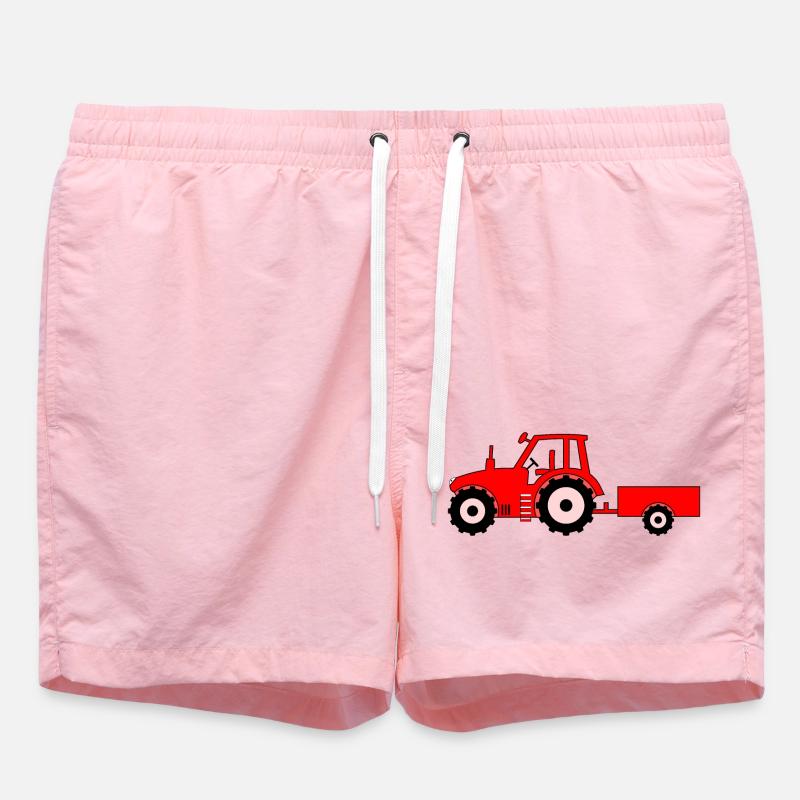 Tractor with trailer red - Swim Trunks - pink