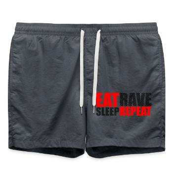 Manger dormir rave répéter nourriture sommeil corbeau disant - Short de bain -  - Devant