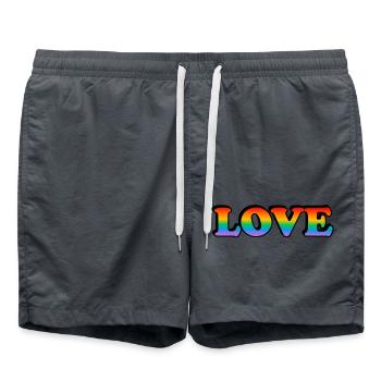 Rainbow text LOVE LGBT Pride Month - Swim Trunks -  - Front