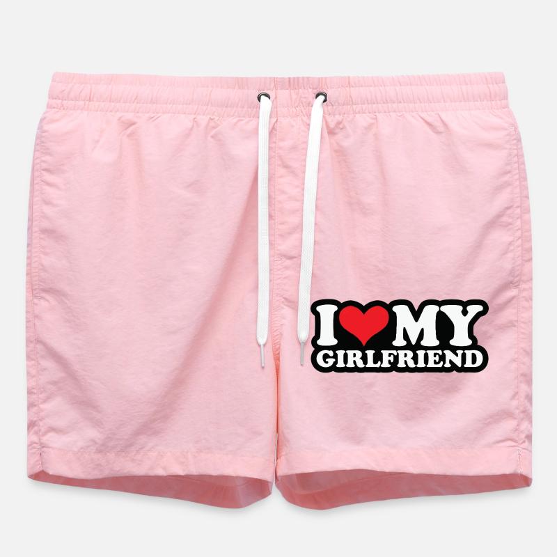 i love my girlfriend - Short de bain - rose