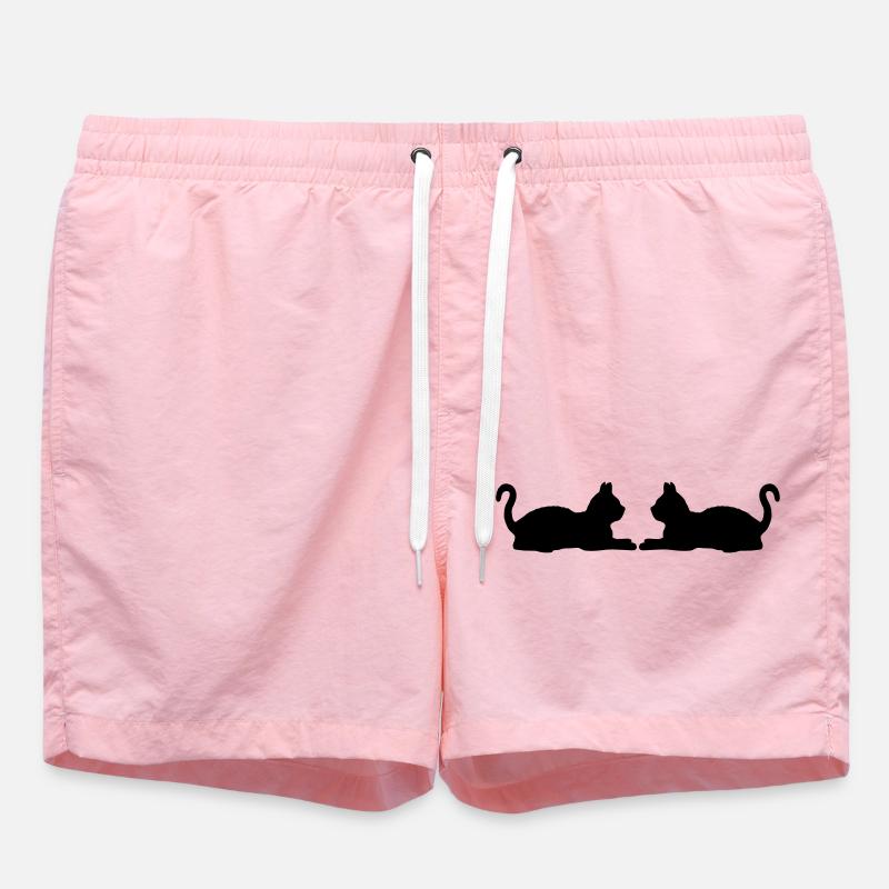 2 silhouette de chats couchés - Short de bain - rose